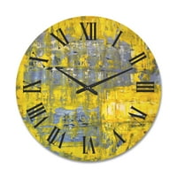 DesignArt 'siva susreće žutu apstraktnu umjetnost i' moderni drveni zidni sat