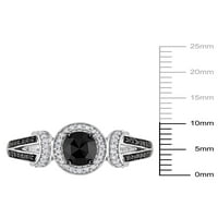 Carat T.W. Crno -bijeli dijamant 10kt bijelo zlato otvoreni zaručnički prsten proliveni