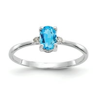 Primalno zlato karatno bijelo zlato istinski dijamant i plavi topaz rodni prsten