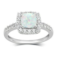 Arista je stvorio ženski zaručnički prsten Opal i White Sapphire u Sterlingu srebra