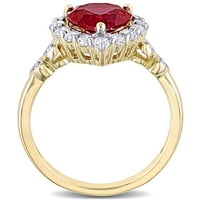 Ženski zaručnički prsten od 3 karatnog Rubina, topaza i dijamanta od 10 karatnog žutog zlata