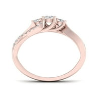 1 2CT TDW Diamond 10K ružičasto zlato Tri kamena obljetnički prsten