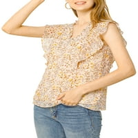 Jedinstvene ponude ženske cvjetne ruffle v vratne kape rukave bluza bluza
