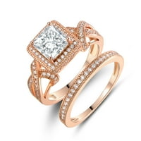 18K ružičasti zlato i princeza izrezana kubični zaručnički prsten cirkonija