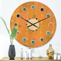 DesignArt 'retro cvjetovi uzorak II' Moderni zidni sat iz sredine stoljeća