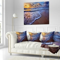 DesignArt zalazak sunca nad plavim morskim valovima - jastuk za bacanje morske obale - 16x16