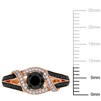 Carat T.W. Crno -bijeli dijamant 10KT ružičasti zlatni crossover prsten