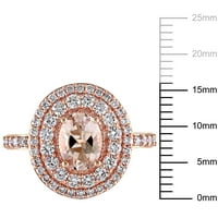 Miabella Women's 1- Carat T.G.W. Ovalni rezani morganit i karat T.W. Okrugli dijamantni dijamant 14KT Rose Gold