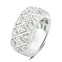 Široki srebrni dijamantni prsten za jubilarni prsten