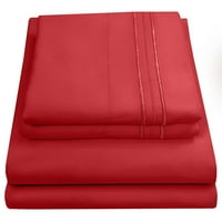 Madame Marie Contemporary Microfiber Spavaća soba čvrsta boja kreveta set kalifornijskog kralja - crvena