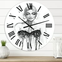 Dizajnin 'jednobojni portret žene koja nosi večernju haljinu' Moderni zidni sat