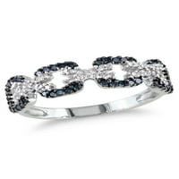 Carat T.W. Plavo -bijeli dijamantni srebrni prsten za obljetnicu