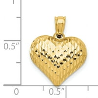 Primalno zlatno karatno žuto zlato dijamantski privjesak s puhanim srcem s lancem konopa kabela