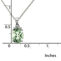 Primal Silver Sterling Silver Rhodium-Pokriveni zeleni kvarc i dijamantski privjesak s lancem kabela Forzantina