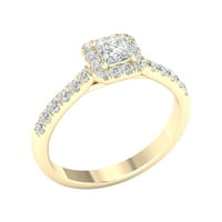 Imperial ct tdw princeza dijamantna halo zaručnički prsten u 10k žutom zlatu