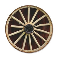 DesignArt 'Country Wagon Wheel na drvenoj' Farmhouse Wood Zidni sat