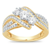 14K žuto zlato ct.t.w. Tri kamena dijamantna zaručnička prstena