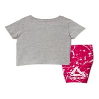 Reebok baby girl & toddler djevojčica aktivna grafička majica i biciklističke kratke odjeće, 2-komad, 12m-5t