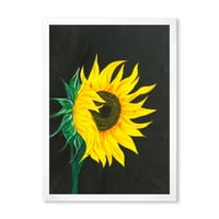 Dizajnerska umjetnost žuti suncokret na crnom tradicionalni uokvireni umjetnički tisak