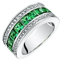 1. Zeleni prsten s imitacijom Smaragdnog kanala u srebrnom srebrnom rezu