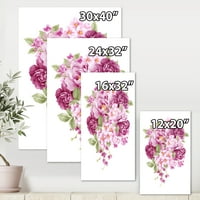 Dizajnerska umjetnost buket ružičastog Retro cvijeća tradicionalni zidni tisak na platnu