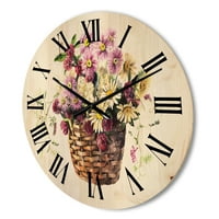 Dizajnirati 'Buket košara od livada cvijeća' tradicionalni zidni sat drveta