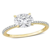 1- Carat T.G.W. Stvorio Moissanite i Carat T.W. Dijamantni 14KT žuto zlato klasični zaručnički prsten