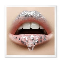 DesignArt 'žene usne s gelom na usnama i zvijezdama' moderni uokvireni umjetnički tisak