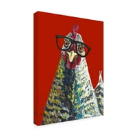 Umjetničko platno studija piletina u naočalama na Crvenom