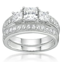 Jay Heart dizajnira Sterling Silver simuliran bijeli dijamantni zaručnički prsten