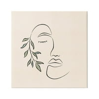 Stupell Industries Woman Face Abstract Line Doodle Botanic Spril Graphic Art Gallery Wrapped Canvas Print Wall Art,