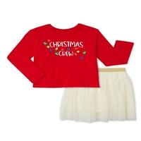 Vrijeme za odmor djevojke božićne majice dugih rukava i set suknje, 2-komad, veličine 4-18