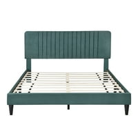 Mekani tapecirani krevet na platformi, okvir kreveta veličine Number-Number s uzglavljem-zelena