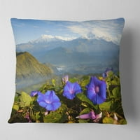 Dizajnirati zapanjujući planinski teren s cvijećem - pejzažni tiskani jastuk za bacanje - 16x16
