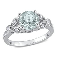 Miabella Ženska 1- karat Aquamarine i karat dijamant 14KT zaručnički prsten od bijelog zlata