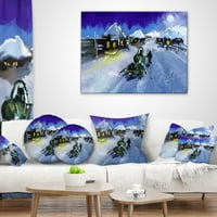 Dizajn zimske ceste i noćno nebo - pejzažni tiskani jastuk za bacanje - 18x18