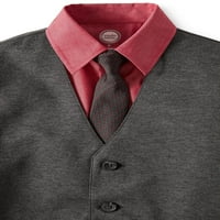 Wonder Nation Ugljen pleteni prsluk, košulja, hlače s obrubom i kravate, 4-komad odjeće