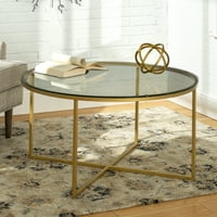 Moderni okrugli stolić za kavu, zlato staklo