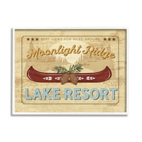 Stupell Moonlight Ridge Lake Lake Resort kanu pejzažno slikanje bijela uokvirena umjetnička print zidna umjetnost