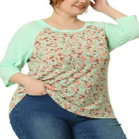 Jedinstveni prijedlozi ženski cvjetni vrhovi Plus veličine, rukavi s okruglim vratom, moderna bluza u boji