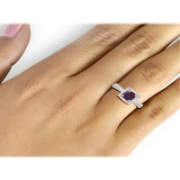 1. Carat T.G.W. Ruby dragulj i bijeli dijamantni naglasak srebrni prsten