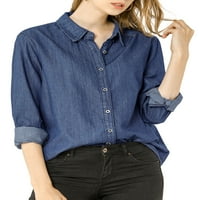 Jedinstvene ponude za žensku klasičnu ovratniku dugi rukavi ležerni gumb dolje traper košulja