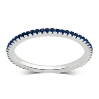 Carat T.W. Spinal Blue Stone Sterling Silver Eternity Band