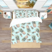 DesignArt 'ananas na svijetloplavoj pozadini' set tropskog pokrivača