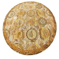 Jedinstveni tkalački zatvoreni okrugli okrugli nevolje tradicionalno prostirke žuto bež smeđe boje, 8 '8' krug
