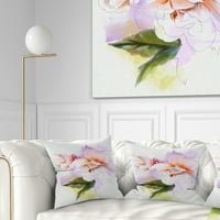 Designart White Begonia Cvjetni akvarel - jastuk cvjetnog bacanja - 18x18