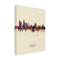 Zaštitni znak likovna umjetnost 'Liverpool England Skyline Portret III' Platno umjetnost Michaela Tompsetta