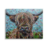 Stupell Industries Highland Stoka krava slojeviti lepršani apstraktni portretni slikarski galerija zamotana platna