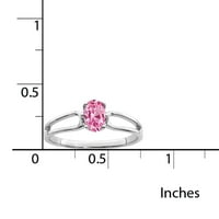 14K bijelo zlato 6x ovalni ružičasti safirni prsten