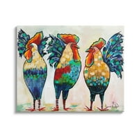 Stupell Industries odvažne kokoši s uzorkom kokoši živopisno perje Stojeća slikarska galerija omotana platna za